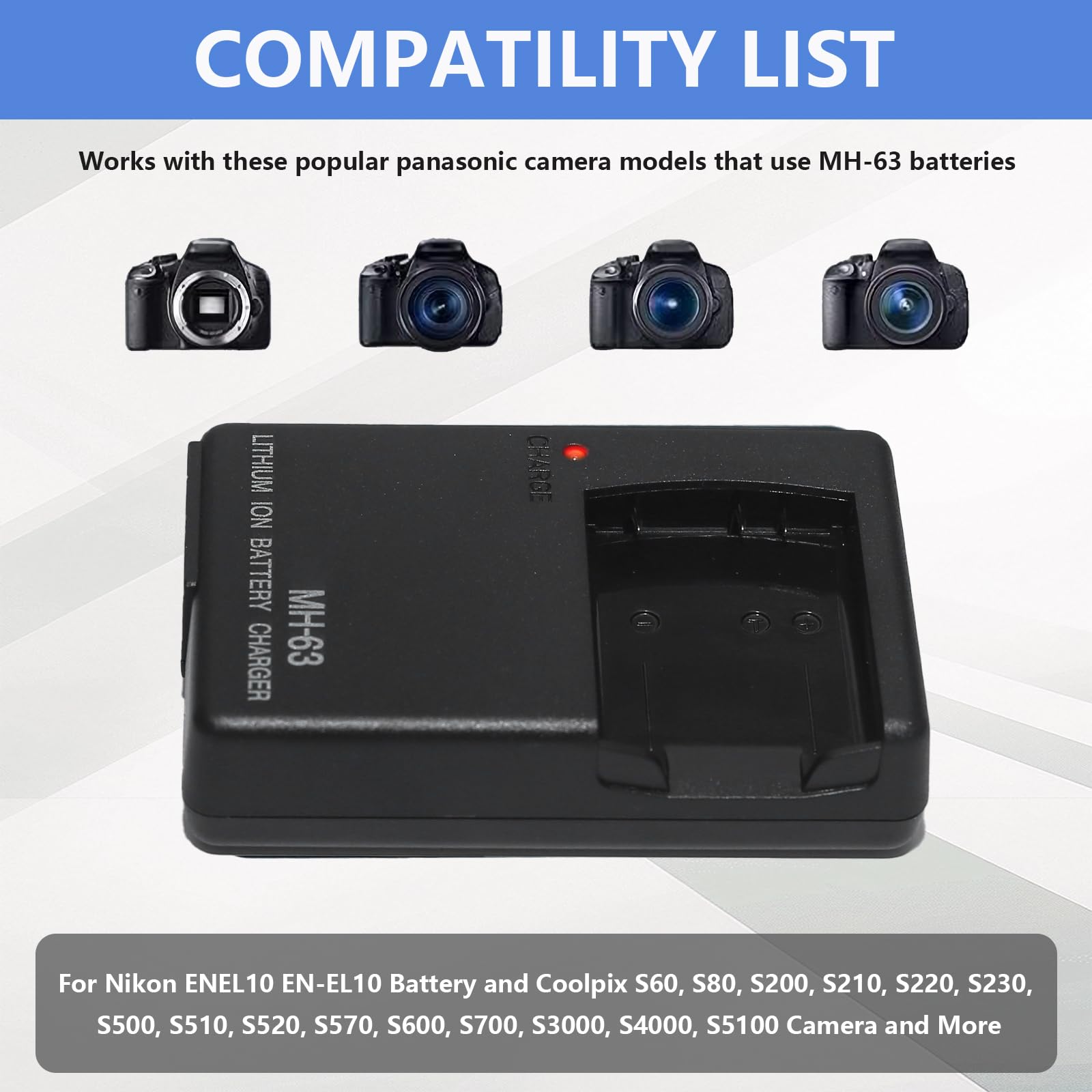 Amazon.com : MH63 MH-63 Quick Charger for Nikon ENEL10 EN-EL10